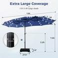 thumbnail image 6 of Alpha Joy 15ft Extra Large Outdoor Patio Double-Sided Umbrella with Solar Lights & Umbrella Base, Haze Blue, 6 of 6