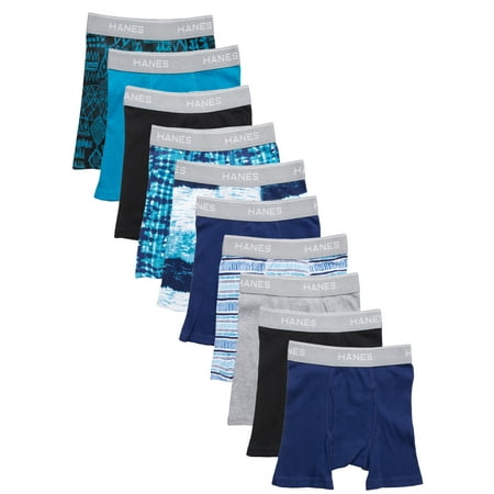 Hanes Boys Underwear, 10 Pack Tagless ComfortFlex Waistband Boxer Brief Sizes S-XXL
