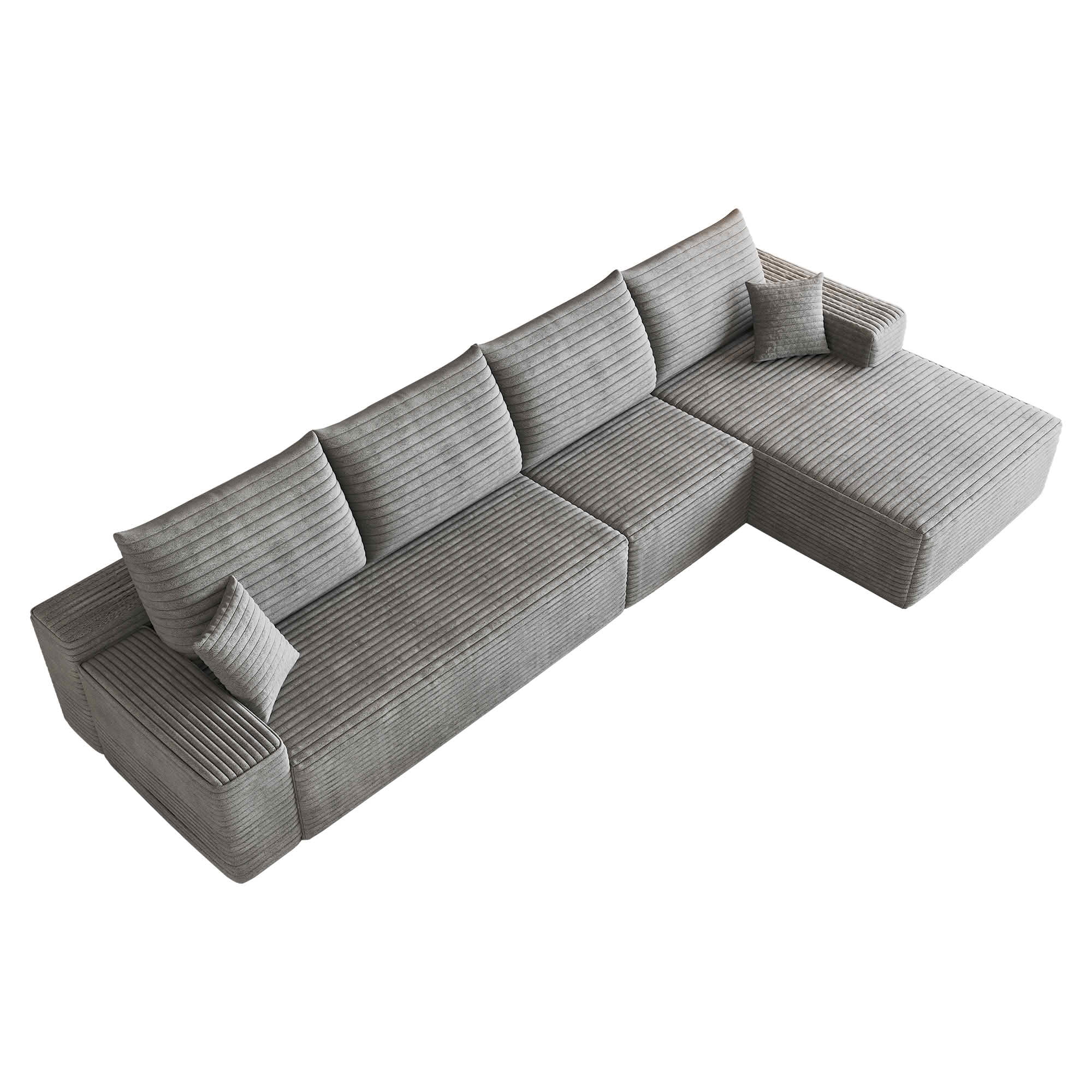 MAYEERTY 135 Inch L‑Shape Cloud Sectional Couch with Chaise, Modern Modular Deep‑Seat Sofa, Plush Corduroy Upholstered Couch, No Assembly Required for Living Room Bedroom Apartment