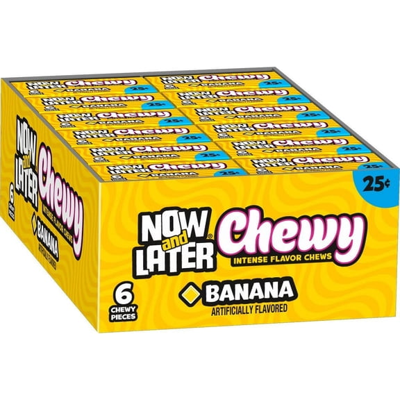 Now & Later Soft Taffy Banana Fruit Chews, Pack of 24