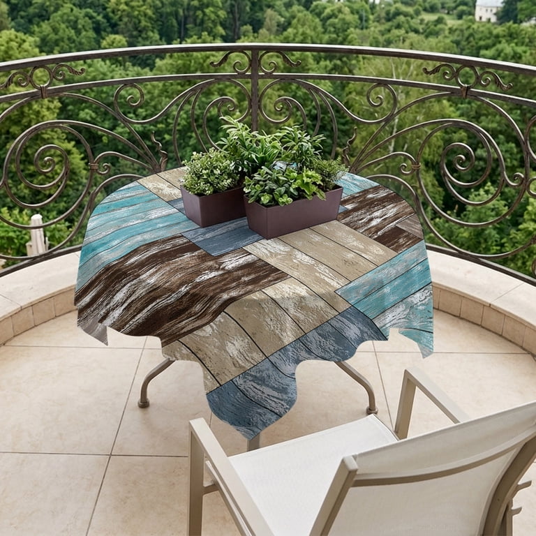 Square Tablecloth-60x60in,Farm Wood Borad Colorful Waterproof Table ...