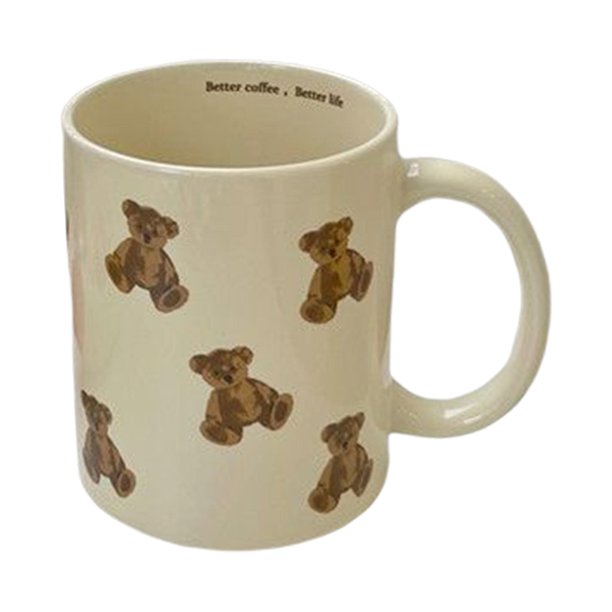 Tazas de esmaltada Bebidas Taza de té con mango redondo Cerámica artesanal única Taza de café Espresso Latte Tazas para regalo de oficina oso Gloria Taza de café
