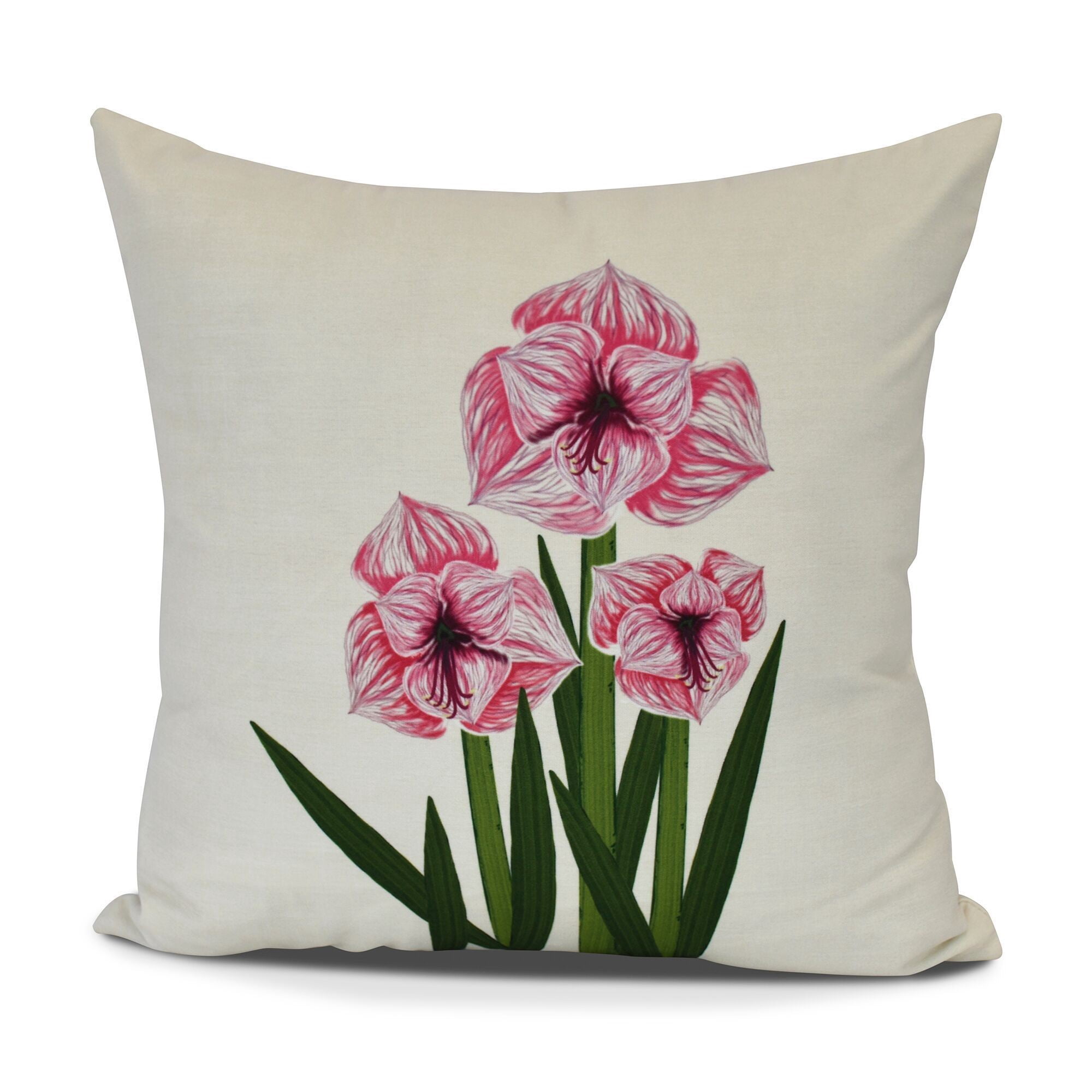 Amaryllis Floral Print Pillow