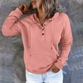 thumbnail image 3 of Scyoekwg Womens Hoodies Pullover Fall Sweatshirts Casual Button Hooded Drawstring Sweatshirts Loose Long Sleeve Sweatshirts With Pocke Pink XS(2), 3 of 6