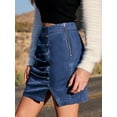 thumbnail image 3 of Cupshe Women's Blue Front Button Notched Hem Mini Skirt, 3 of 6