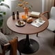 thumbnail image 2 of Mesa de comedor redonda de tulipán de 23,5" para 2-4 personas con tapa de nogal y base de metal negro, mesa de comedor moderna de mediados de siglo para cocina, sala de estar, cafetería, 2 of 2