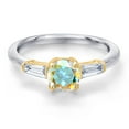 thumbnail image 3 of Gem Stone King 925 Silver and 10K Yellow Gold Mercury Mist Mystic Topaz and Lab Grown Diamond Engagement Ring for Women | 1.30 Cttw | Round 6MM | Gemstone November Birthstone | Size 8, 3 of 6