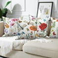 thumbnail image 3 of Spring Floral Throw Pillow Covers 18x18 Set of 4,Wildflowers Plants Butterfly Decorative Pillow Cases for Bedroom Sofa Couch, 3 of 6