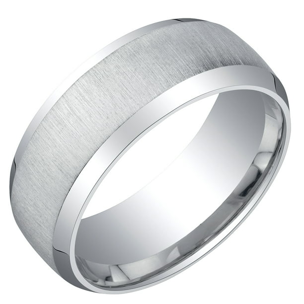 Oravo - Men's 8mm Beveled Edge with Brushed Finish Comfort Fit Ring in ...