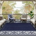 thumbnail image 2 of BERTHMEER 5'x8' Outdoor Rugs Clearance,Plastic Straw Waterproof Patio Carpets for RV,Deck,Camping,Beach,Picnic,Garden and Balcony,Deep Blue and White, 2 of 6