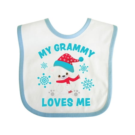 

Inktastic Polar Bear My Grammy Loves Me in Santa Hat with Snowflakes Gift Baby Boy or Baby Girl Bib
