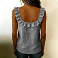 thumbnail image 4 of Womens Cute Sleeveless Tank Tops Ruffle Strap Crew Neck Blouse Cotton Linen Solid Color Camisole Dressy Outfits, 4 of 6