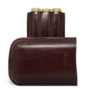 Brown Leather 3-Finger Cigar Case – (Navy – Metallic)