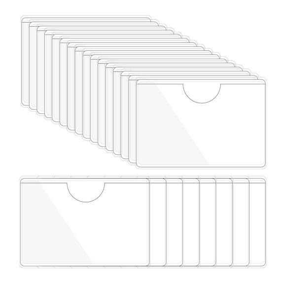 Uxcell 24Pcs 2x2.8" Self Adhesive Index Card Pockets with Top Open for Loading, Clear