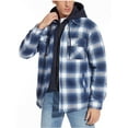 thumbnail image 3 of MAWCLOS Men's Flannel Hooded Coat Winter Plaid Jackets Sky Blue L, 3 of 7