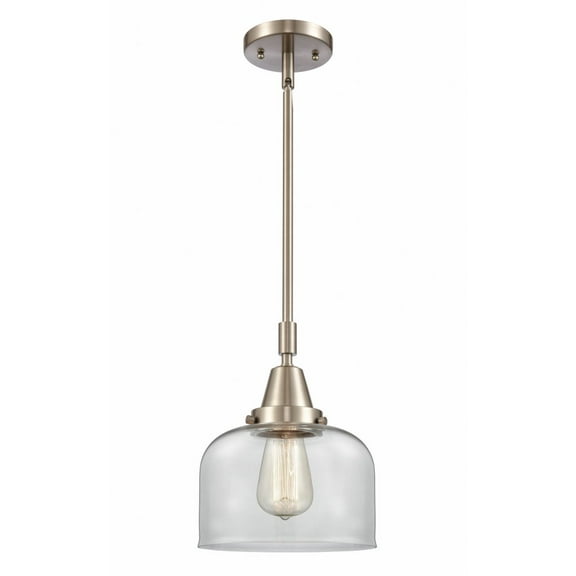 447-1S-SN-G72 Innovations Lighting Bell - 1 Light Stem Hung Mini Pendant In Industrial Style-11.13 Inches Tall and 8 Inches Wide-Brushed Satin Nickel