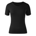 thumbnail image 3 of Women's V Neck Soft Stretch Casual Tee Comfortable Short Sleeve T-Shirt Breathable Lightweight Top for Everyday Wear, 3 of 4