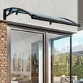 thumbnail image 3 of Window Awning Door Canopy with Gutter, 40"x24" Patio Porch Awning, UV Rain Snow Protection, Hollow Sheet (Black Bracket+Lake Blue Board), 3 of 20