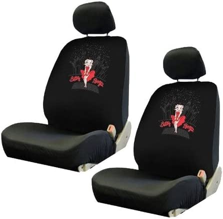 7PC Betty Boop Gift Set: 2 Lowback Seat Covers, 2 Front Floor Mats, 2 Rear Floor Mats, and 1 Steering Wheel Cover. - Betty Boop
