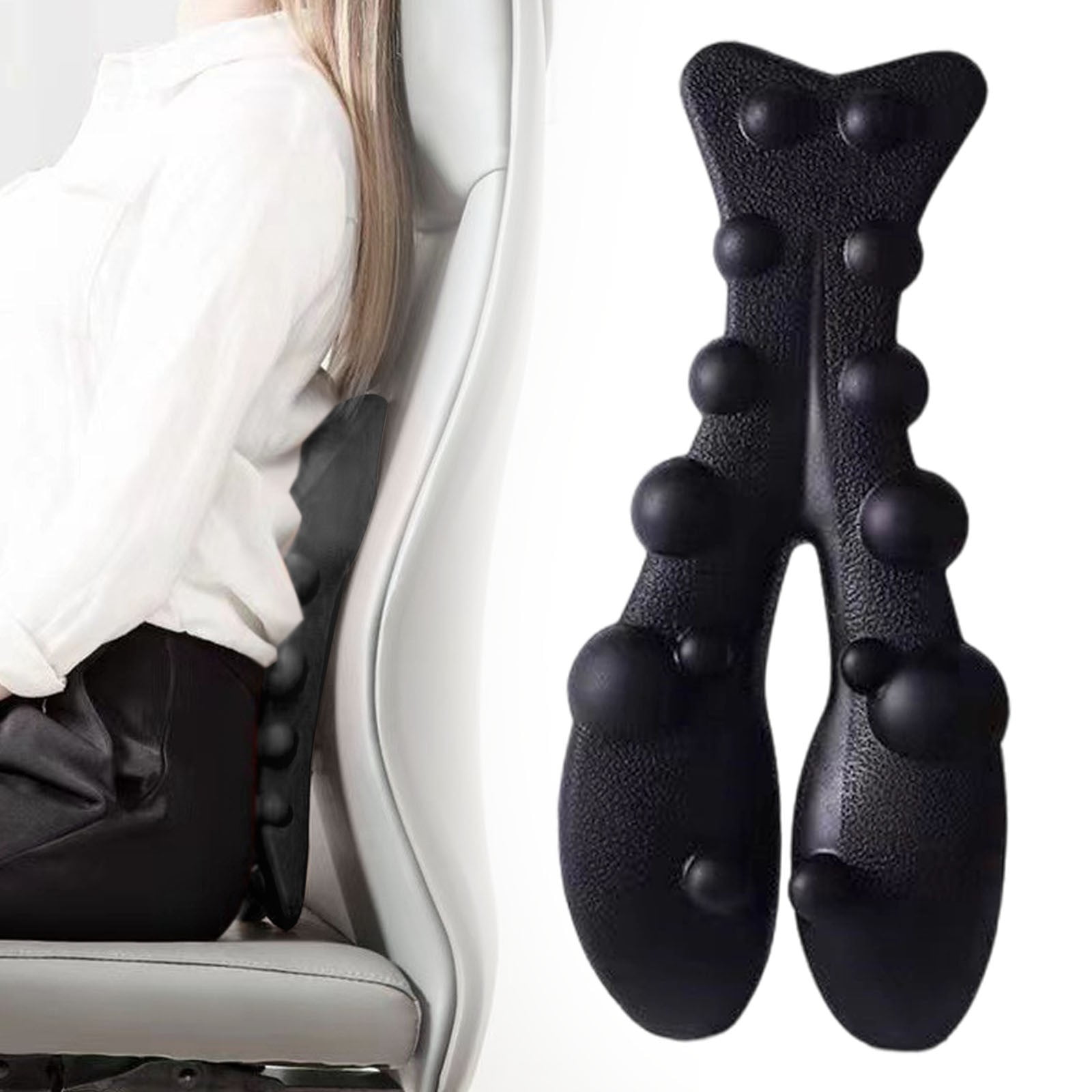 Cervical Point Massager (Black) - Acupressure Mat with Nodes for Neck and Upper Back, Occipital Release Tool for Relaxation and Pain Relief at Home
