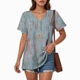 thumbnail image 6 of TOWMUS Womens T Shirts V Neck Short Sleeve Casual Tops Loose Fit Basic Tees With Curved Hem, 6 of 6