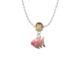 thumbnail image 2 of Delight Jewelry Silvertone Hot Pink Tropical Fish with Lime Green Stripe Mia Monkey Charm Necklace, 2 of 4
