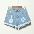 thumbnail image 2 of biudgviw Denim Shorts for Women Plus Size Ripped Jeans High Waisted Distressed Hot Summer Shorts with Pockets, 2 of 3