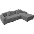 thumbnail image 3 of Super Thick Sectional Couch Covers L Shape Sofa Covers Stretch 2pcs Sofa Slipcovers for 3 Seater + 4 Seater Sectional Chaise Slipcover with 4pcs Pillow Covers for Pets, Grey Weave, 3 of 14