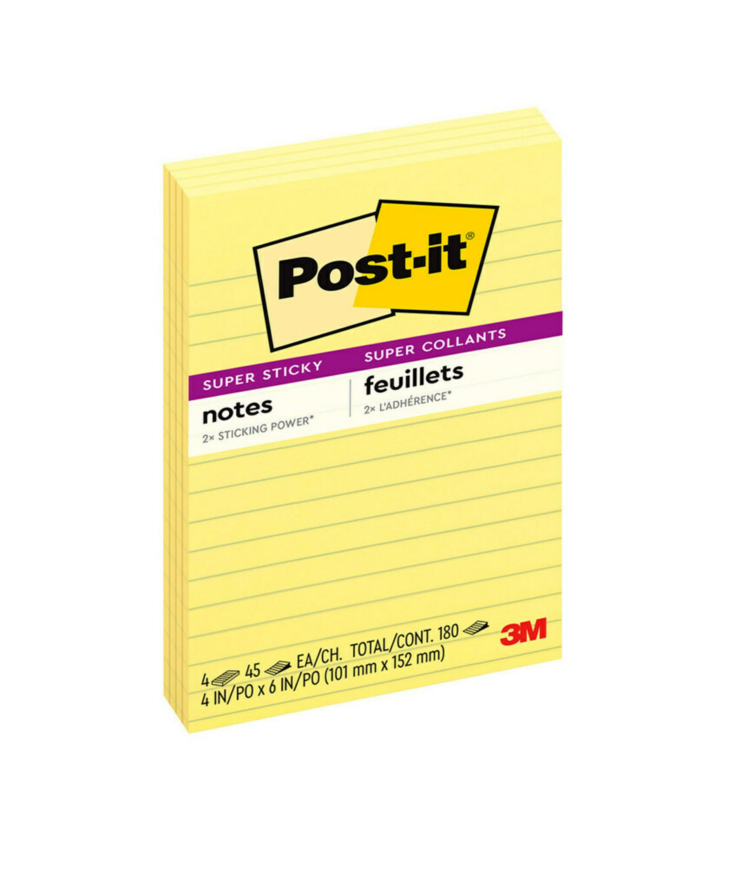 Post-it Super Sticky Lined Notes, 4
