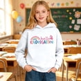 thumbnail image 4 of XAOFW Girls Back To School Hoodies Long Sleeve Letter Print Hooded Sweatshirt Loose Fit Pullover Hoodies For Daily Wear And Outdoor Activities Stylish Top 4-5 Years, 4 of 7