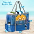 thumbnail image 7 of Livhil Mesh Beach Bag Rope Handles, Mesh Tote Bag for Women Contains Wicker Oversized Beach Tote Bag with 9 Small Pockets  (Blue), 7 of 7