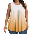 thumbnail image 2 of Tank Tops for Women Plus Size Sleeveless Round-Neck Gradient Printed Casual T-shirt Orange XL, 2 of 6