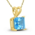 thumbnail image 2 of SZUL Women's 14K Yellow Gold 6MM Square Blue Topaz Pendant, 2 of 5