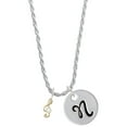 thumbnail image 1 of Delight Jewelry Goldtone Mini Clef with Crystal Silvertone Script Initial Disc - N - Charm Necklace, 20"+3", 1 of 4