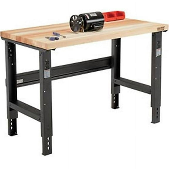 48 x 36 in. Adjustable Maple Butcher Block Square Edge Workbench - Black
