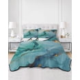 thumbnail image 3 of Teal Marble Full Size Down Alternative Comforter, Lightweight Comforter Quilt Bedding Set with Pillow Shams Impressionist Ink Painted Abstract All Seasons Bed Comforter Duvet Insert 78"x90", 3 of 7