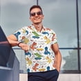 thumbnail image 3 of Kdxio Dinosaur (2) Print Men's Short Sleeve Polo Shirt,Midweight Men's Shirt, 3 of 6