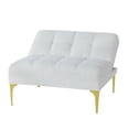 thumbnail image 4 of DEALTOPS Convertible Single Sofa Bed, Teddy Fabric Futon Chair with Metal Legs and Pillow, White, 4 of 8