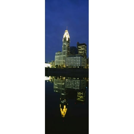 Buildings in a city lit up at night Scioto River Columbus Ohio USA Canvas Art - Panoramic Images (18 x