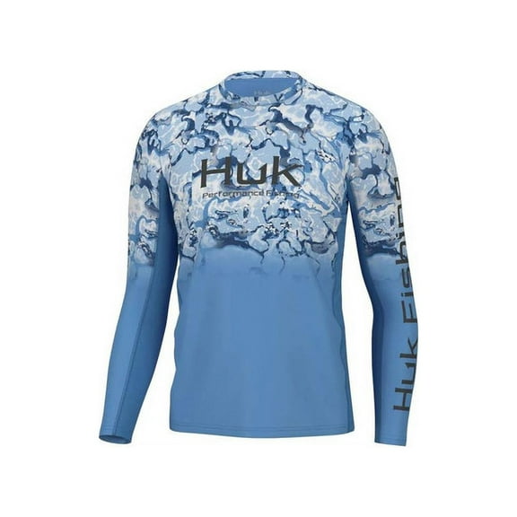Huk Men's Icon X Inside Reef Fade Shirt - Long Sleeve - Azure Blue