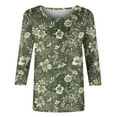 thumbnail image 5 of CYMMPU Flower Printed 3/4 Sleeve Tunic Tops Boho Blouses for Women Dressy Casual Summer Trendy Shirts Spring Tops Loose Fit Crew Neck Lightweight Basic Tees Multicolor XXXL, 5 of 5