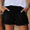 thumbnail image 4 of Pantalones Cortos Vaqueros Elásticos de Cintura Media para Mujer, de Verano, Informales, con Bolsillos. Negro S, 4 of 7