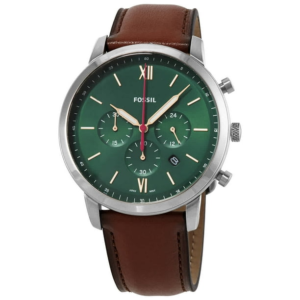 Fossil Neutra Quartz Green Dial Luggage Leather Men's Watch FS5735