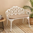 thumbnail image 4 of HOMEFUN 34 in. White Outdoor Aluminium Garden Bench With Cushion, 4 of 8