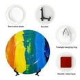 thumbnail image 4 of Zufioo Rainbow Colored Print Bone China Decorative Plate, Ceramic Dinner Plate with Stand Ceramic Decoration Homewares-6in, 4 of 6