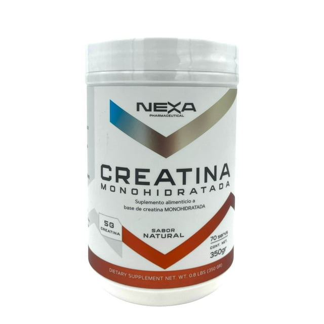 Creatina Monohidratada Nexa Pharmaceutical 350g, 70 Servings, Suplemento para Fuerza y Recuperación Muscular, Sabor Natural, Sin Gluten