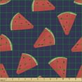 thumbnail image 2 of Summer Fabric by the Yard Upholstery, Delicious Watermelon Slices Beach Freshness Exotic Fruits Eat Graphic, Decorative Fabric for DIY and Home Accents, Dark Coral Green Indigo by Ambesonne, 2 of 5