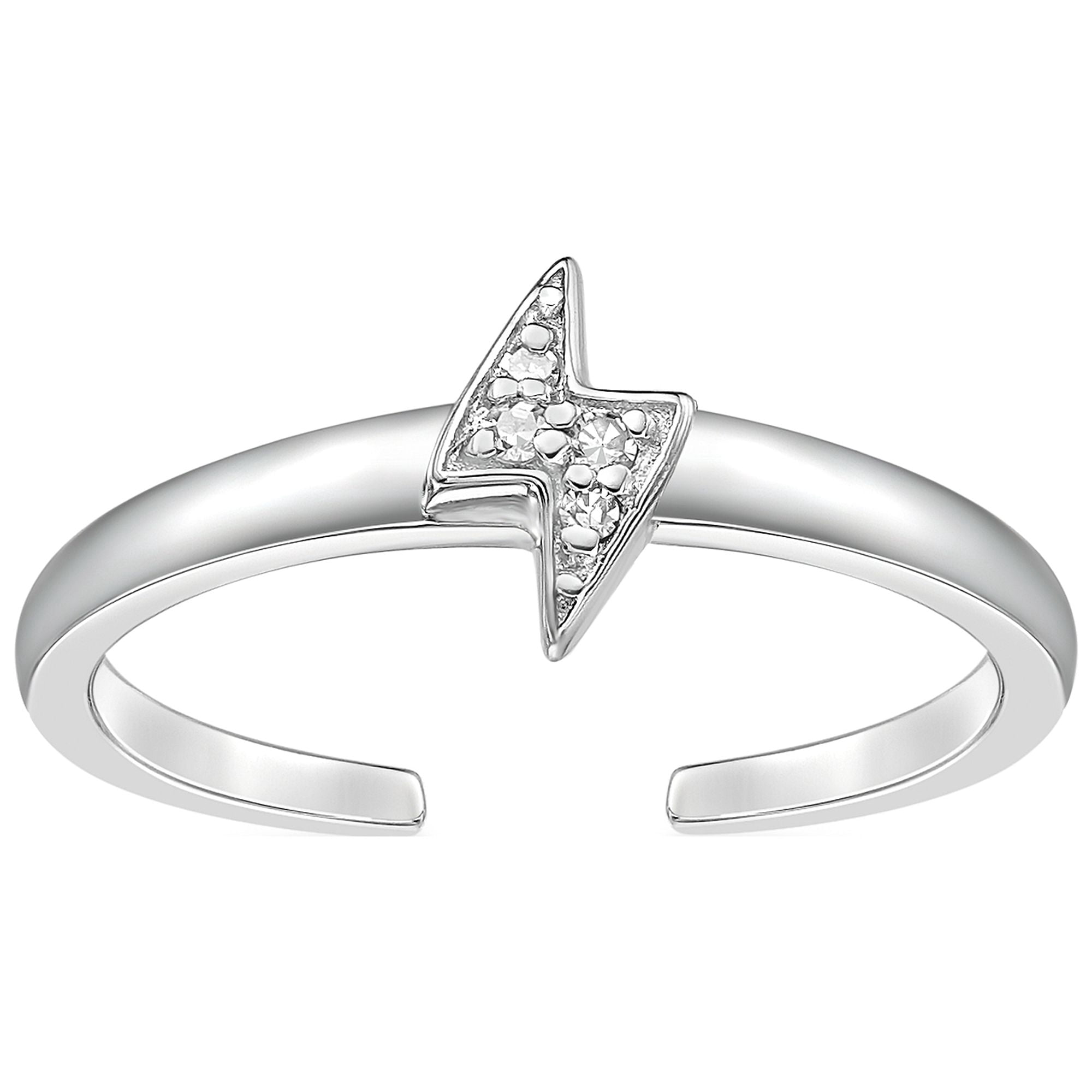 0.03 Carat Natural Diamond Lightning Bolt Toe Ring for Women in 925 Sterling Silver (H-I, I2-I3, 0.03 cttw) Hypoallergenic One Size Adjustable Open Toe Ring by Lavari Jewelers