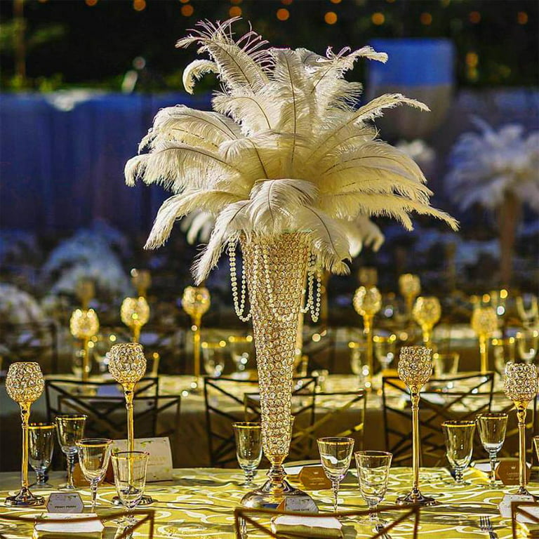 Complete Feather Centerpiece With 16 Vase (Gold) for Sale Online