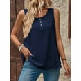 thumbnail image 5 of Uooqdmx Linen Tank Tops for Women, Gauze Shirts for Women, Plain Tank Tops for Women, Loose Fitting Tank Tops for Women, Sleeveless Tunic Tops for Women, Navy XL, 5 of 7